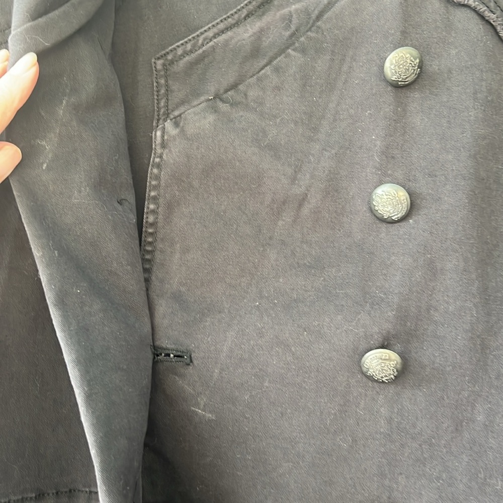 Free People Military Style Peplum Double Breasted Denim Jacket Small - Picture 5 of 7